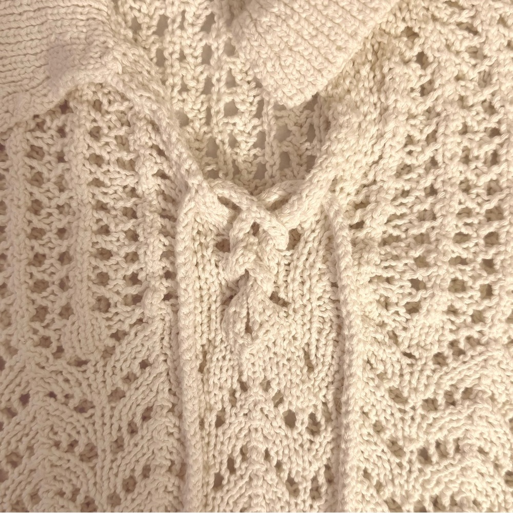 American Eagle Cream Open Knit Collared Sweater — Size XL - Picture 6 of 10
